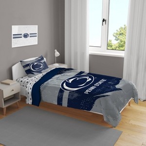 NCAA Penn State Nittany Lions Slanted Stripe Twin Bedding Set in a Bag - 4pc - 1 of 3