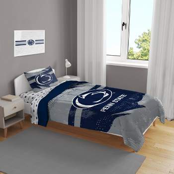 NCAA Penn State Nittany Lions Slanted Stripe Twin Bedding Set in a Bag - 4pc