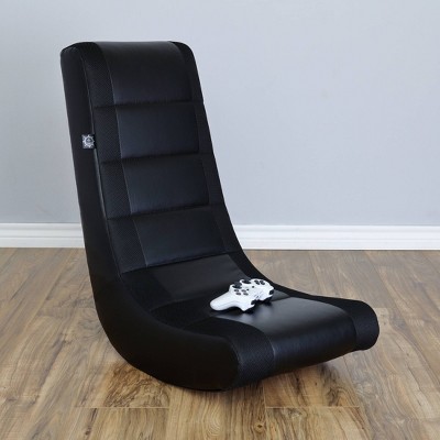 Black Faux Leather and Mesh Video Rocker Gaming Chair
