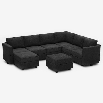 Belffin Modular Terry Sofa with Storage Seat and Ottoman (7 Seats + 9 Sides)