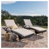 Salem Set of 2 Brown Wicker Adjustable Chaise Lounge with Arms - Brown and White Stripe - Christopher Knight Home - 2 of 4