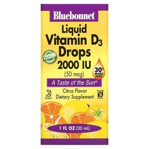 Bluebonnet Nutrition Liquid Vitamin D3 Drops, Citrus, 50 mcg (2,000 IU), 1 fl oz (30 ml) - 1 of 3