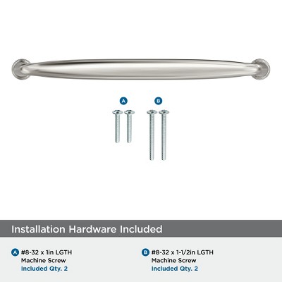 Satin Nickel Brushed Bar Cabinet Pull with Mounting Hardware