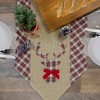 Northlight Burlap and Plaid Reindeer with Bow Christmas Table Runner - 36" - Red and Brown - 2 of 3
