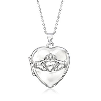 Ross-Simons Italian Sterling Silver Claddagh Heart Locket Necklace Size 16