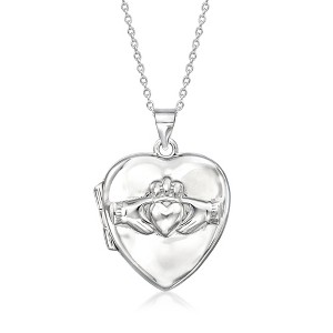 Ross-Simons Italian Sterling Silver Claddagh Heart Locket Necklace Size 16 - 1 of 4