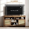 65 Inch Boho TV Stand with Rattan Doors - 58" Modern Wooden Media Console with Adjustable Shelves for Living Room - 4 of 4