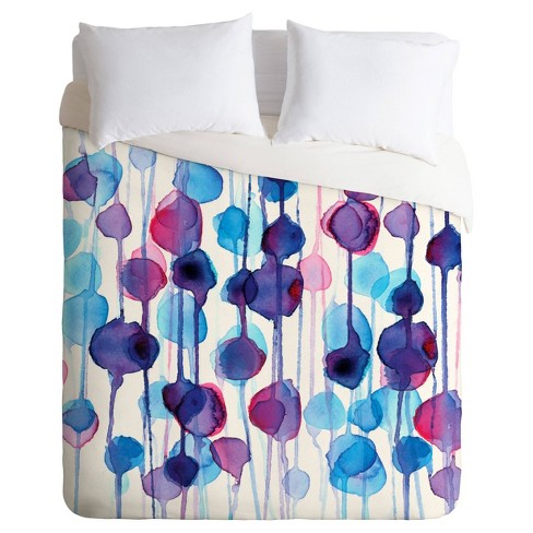 Blue Cmykaren Abstract Watercolor Duvet Cover Set Queen Deny