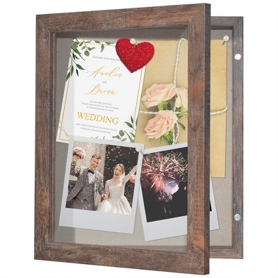 Americanflat Front Opening 8x10 Shadow Box Frame with Shatter-Resistant Glass - Silhouette - Case - Rustic Brown