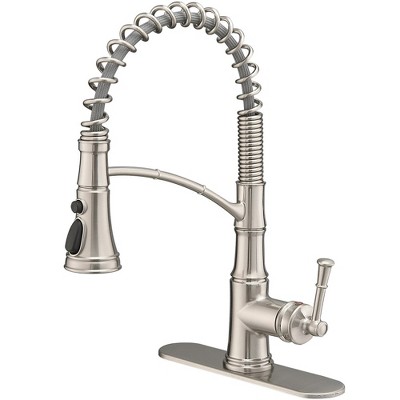 Single-Handle Pull-Down Sprayer 3 Spray High Arc Kitchen Faucet With Deck Plate