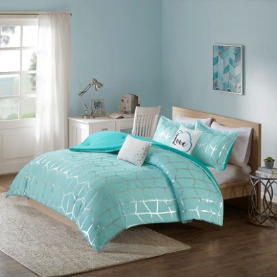 Sapphtopaz 4 Piece Sheet Set, Metallic Printed Comforter Set for Women, Men, Kids & Teens