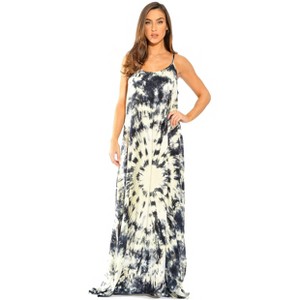 Riviera Sun Womens Maxi Dress  Tie Die Spaghetti Strap Long Sundress  Summer Dresses - 1 of 2