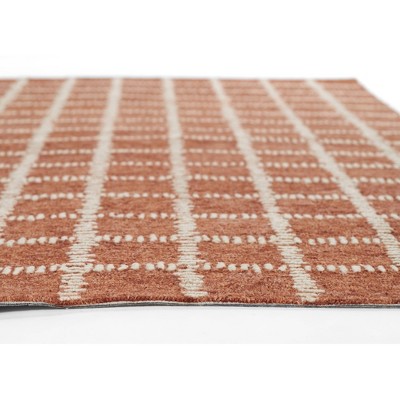 Rust and Beige Geometric Hand-Tufted Wool Rug, 5' x 8'