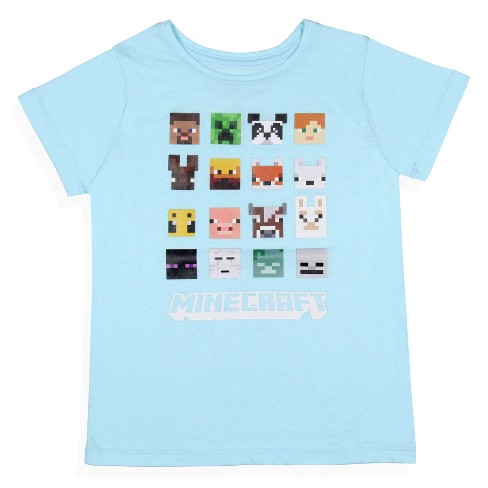 T Shirt Xxx Vo - Minecraft Girls' Character Faces Grid Kids Video Game T-shirt (x-large)  Blue : Target