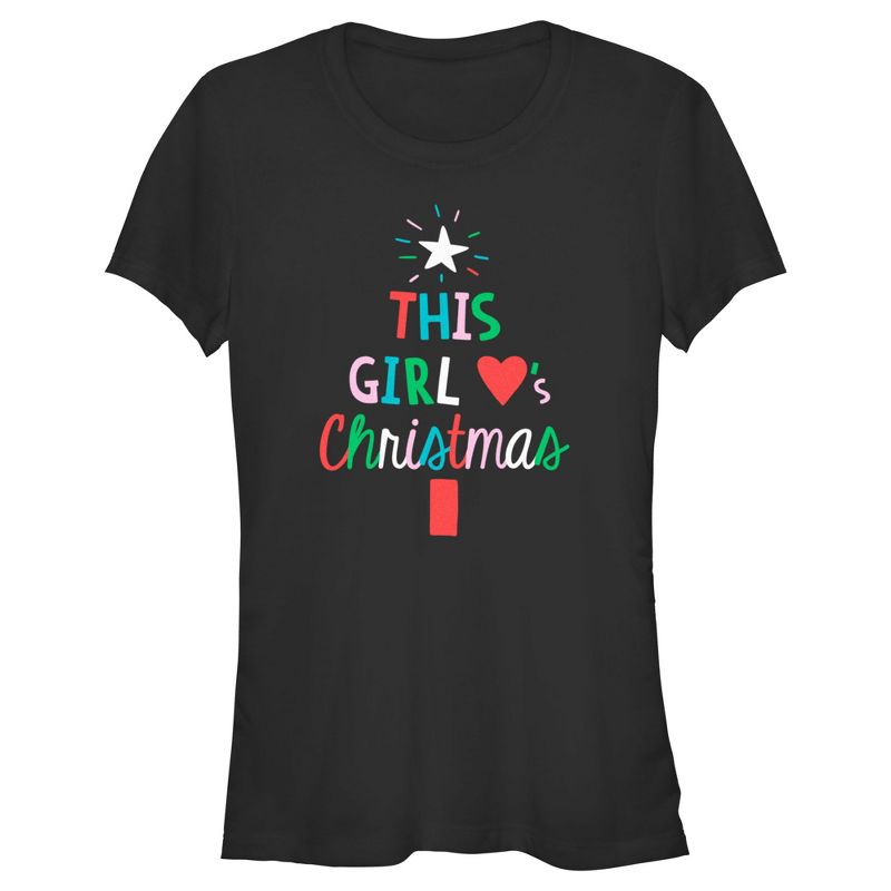 Juniors Womens Lost Gods This Girl Loves Christmas T-Shirt, 1 of 5