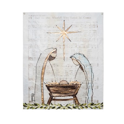 Transpac 46 Inch Holy Family Wall Art Paper Decoration for Christmas Multicolor Indoor Use Easy Care Holiday Decor