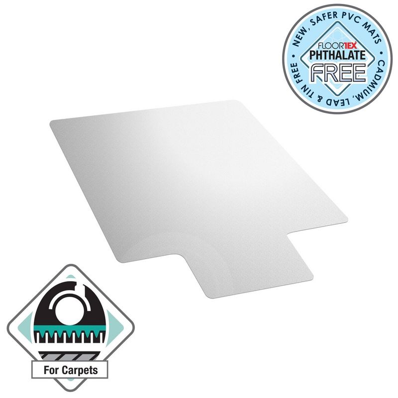 Vinyl Chair Mat for Low Pile Carpets Lipped Clear - Floortex, 1 of 13