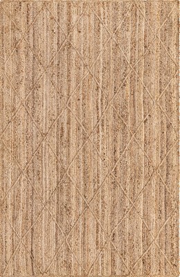 Handmade Braided Natural Jute & Cotton 5'x8' Brown Area Rug