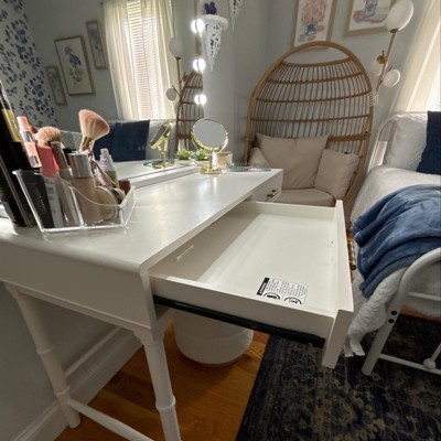 Oslari Wood Writing Desk With Drawers White Threshold Gold tone Hardware Home Office Furniture Target