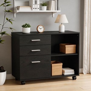 Karl Home31.5In. W 3-Drawer Wooden File Cabinet with Flat Side Table ...