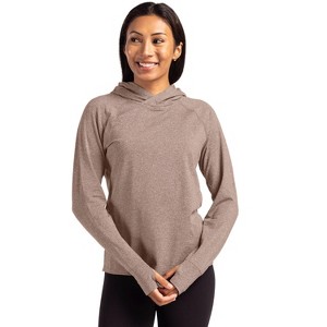 Cutter & Buck Adapt Knit Recycled Womens Heathered Hooded Pullover - 1 of 2