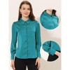 INSPIRE CHIC Women's Puff Long Sleeve Point Collar Vintage Button Work Satin Shirt - 2 of 4