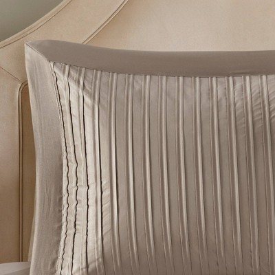 Trinity Taupe 7-Piece Polyester Charmeuse Queen Comforter Set