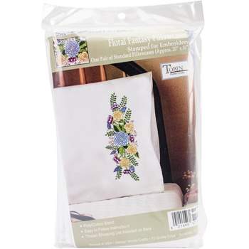 Tobin Stamped For Embroidery Pillowcase Pair 20"X30"-Floral Fantasy