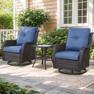 Gymojoy Outdoor Swivel Chairs with Side Table Glider Chairs Set of 3 - 1 of 4