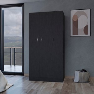 CAVINAS White Wardrobe Closet,Wooden Wardrobe with 3 Doors,2 Drawers,4 Storage Shelves,1 Hanging Rod,Armoire Wardrobe Closet for Bedroom,Dressing Room - 1 of 4
