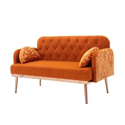 NicBex Loveseat Sofa Modern Comfy Upholstered Tufted Button Sofa Couch with Metal Legs for Bedroom,Living Room,Orange