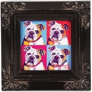 Pavilion Gift Company - Bulldog - Woofhol - 3.5" x 3.5" Framed Canvas - Wall Sign Panels - 1 of 4