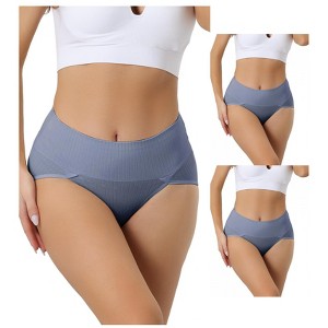 Allegra K Women's High Waist Stretch Tummy Control Breathable Comfortable Briefs 3 Packs - 1 of 4