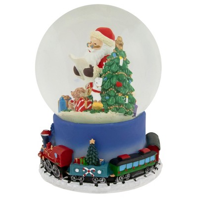 Santa and Train Christmas Musical Snow Globe with Glitter - 6.5"