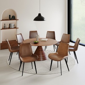 WJSHome Modern Dining Chairs Set of 8, Minimalist Kitchen & Dining Room Chairs, Upholstered PU Leather Cushion Seat and Sturdy Metal Legs - 1 of 4