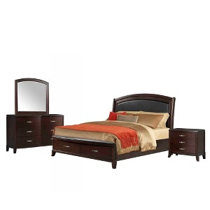 4pc Queen Elaine Platform Storage Bedroom Set Espresso Brown - Picket House Furnishings