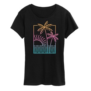 Women's - Instant Message - Line Drawing Sunset Short Sleeve Graphic T-Shirt - 1 of 4