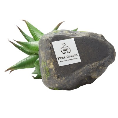 Rustic 3-Piece Faux Succulent Set in Stone Pots, UV-Protected Plastic
