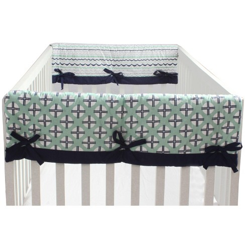 Bacati Noah Crib Small Side Rail Guard Covers Set Of 2 Mint navy Target