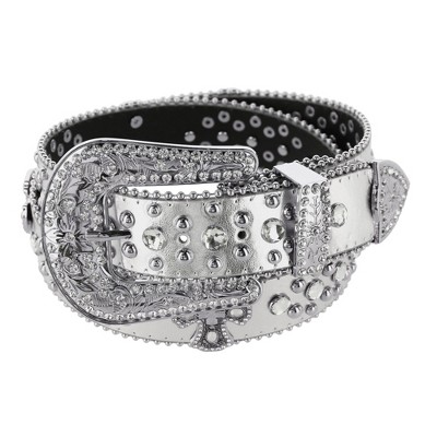 CTM Women's Cross Concho Western Rhinestone Belt