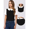 Allegra K Women's Contrast Peter Pan Collar Puff Short Sleeve Summer Top - 2 of 4