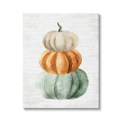 Stupell Industries Stacked Autumn Fall Pumpkins Canvas Wall Art