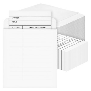 Best Paper Greetings 200 Piece Set of 100 Self Adhesive Library Card Pockets and 100 Due Date Cards for Book Checkouts, 3 x 5 In - 1 of 4