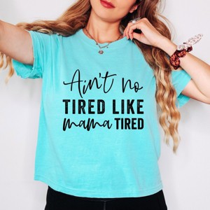 Simply Sage Market Ain't No Tired Like Mama Tired Boxy Crop Top - 1 of 4