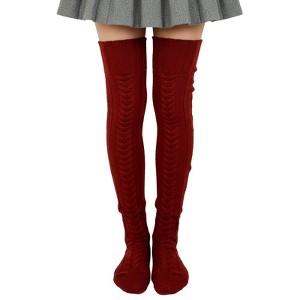 Wrapables Cable Knit Over the Knee Thigh High Winter Boot Socks - 1 of 4