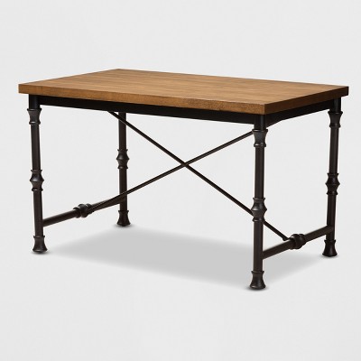 Verdin Wood Finished Criss Cross Desk Bronze - BaxtonStudio