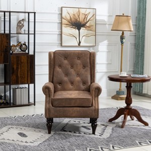 MOONMISS Wood Frame Armchair, Modern Accent Chair Lounge Chair with Sturdy Wood Legs for Living Room Bedroom - 1 of 4