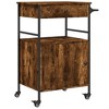 vidaXL Kitchen Trolley Smoked Oak 22 in.x16.9 in.x35.2 in. Engineered Wood - 2 of 4