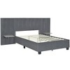 HomeRoots Dark Gray Tufted Velvet Upholstered Lighted Full Bed Frame - 4 of 4
