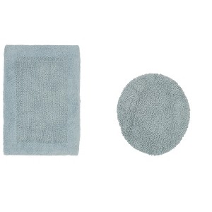 Edge Bath Rug 100% Premium Cotton Ultra-soft Water Absorbent Tufted Solid Reversible 2 Piece Bathroom Rug Set For Machine Washable Bathmat - 1 of 4